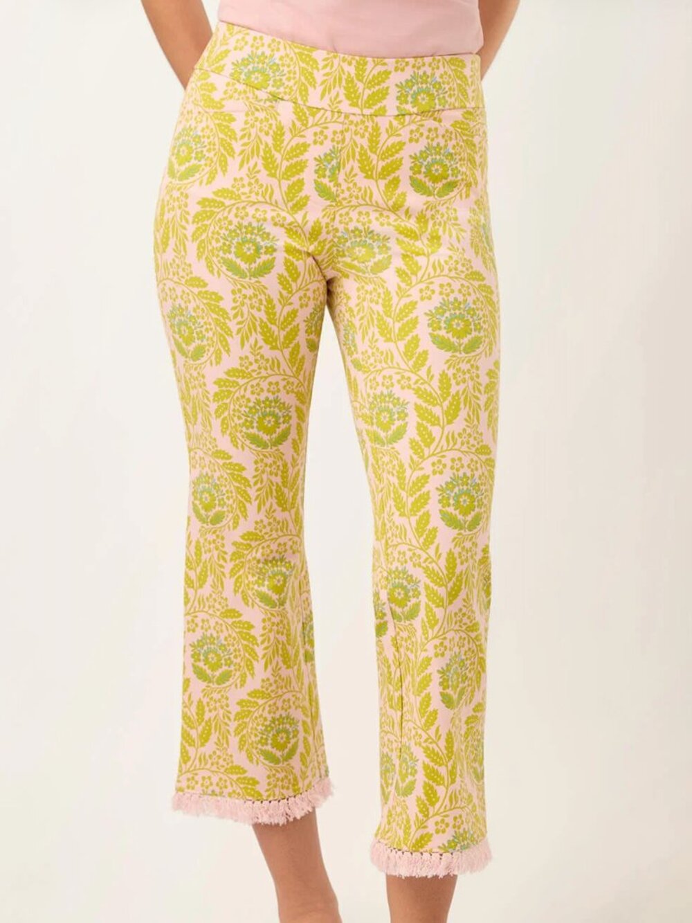 Spartina 449 Maren Fringe Pant Seawall Scroll Rose NEW Women's Size Large Flare